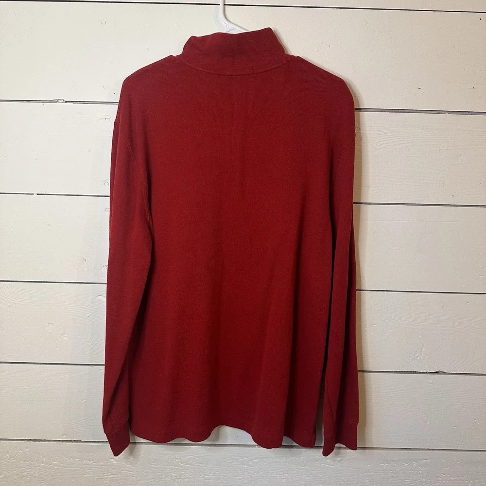 Polo Ralph Lauren Red Cotton Quarter Zip‎ Long Sleeve Sweater XL Preppy Heritage